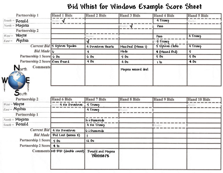 court whist score card printable